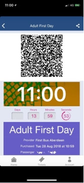 When you see the bus approaching your stop, please get your ticket ready. You won’t be showing your ticket to the driver – instead, you need to scan your code. The scanner is just through the gap in the driver’s screen, with a red light shining on it. Ask the driver if you need any help. The machine should beep and show a green light, which means the ticket has been accepted. 