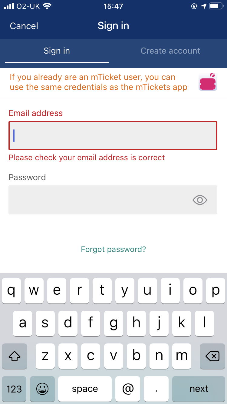 You will then be asked to sign in or create an account, If you already have an account simply just put in your details and sign in, if you are a new user please select the create account button and fill out your details.